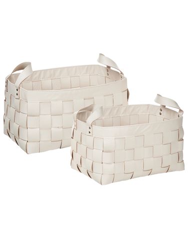 Set van 2 manden SIPPAR Kunstleer Beige