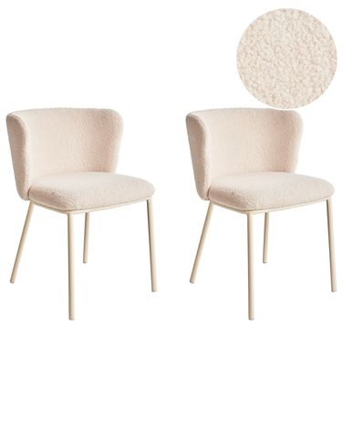 Lot de 2 chaises de salle à manger MINA II Bouclé Beige clair