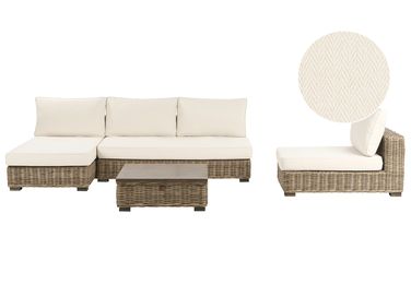 Loungeset met tafel 4-zits VARALLO rechtszijdig modulair Rotan Grijs