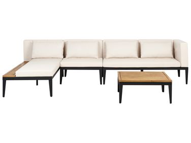 Tuin hoekloungeset met tafel 4-zits BRACCIANO rechtszijdig Gecertificeerd acaciahout Lichtbeige