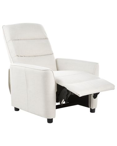 Fauteuil inclinable SANDE Repose-pieds inclus Tissu Blanc cassé