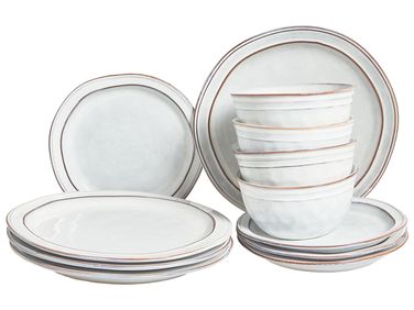 Set de 12 couverts de table CHIVES Grès Gris clair