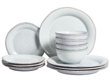 Set de 12 couverts de table CHERVIL Grès Bleu clair