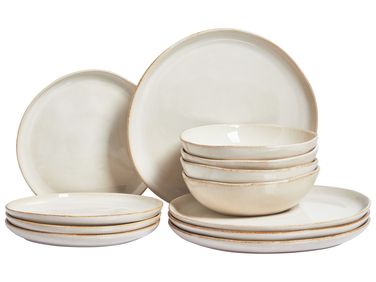 Set de 12 couverts de table HOPS Grès Beige clair