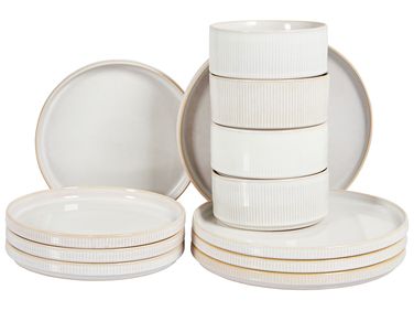Set de 12 couverts de table SPIKENARD Grès Blanc cassé