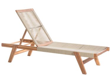 Ligstoel PROSSEDI kantelbaar Acaciahout Beige