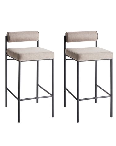Lot de 2 chaises de bar AMAYA Tissu Taupe