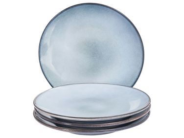 Set de 4 assiettes plates JUNIPER Grès Bleu clair