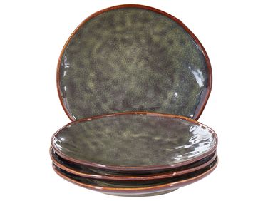 Set de 4 assiettes à dessert THYME Grès Vert foncé