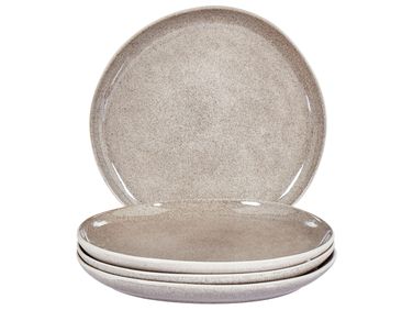 Set de 4 assiettes plates COSTMARY Grès Gris