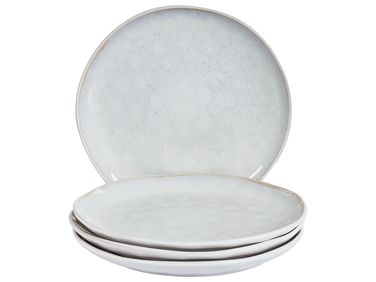 Set de 4 assiettes plates SESAME Grès Gris clair