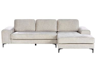 Hoekbank 4-zits KIRUNA Fluweel Lichtbeige linkszijdig