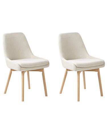 Lot de 2 chaises de salle à manger MELFORT Tissu Blanc cassé
