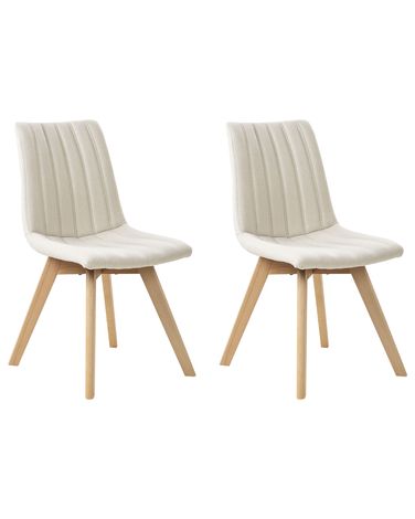 Lot de 2 chaises de salle à manger CALGARY Tissu Blanc cassé