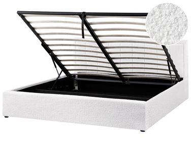 Lit ottoman Bouclé MONTLAUR 180 x 200 cm Blanc