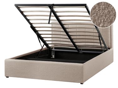 Lit ottoman Bouclé MONTLAUR 140 x 200 cm Taupe
