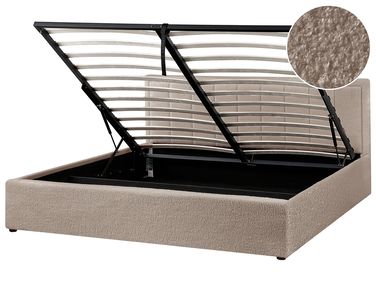 Lit ottoman Bouclé MONTLAUR 180 x 200 cm Taupe