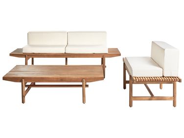 Loungeset met tafel 3-zits GIAVENO Acaciahout Gebroken wit