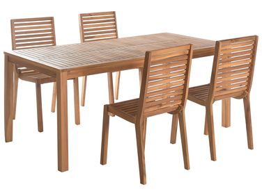 Salle à manger de jardin 4 places OMBRIANO Bois d'acacia certifié Marron clair