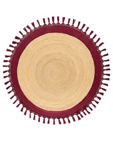 Rug MARTS Dark Red ø 140 cm Jute
