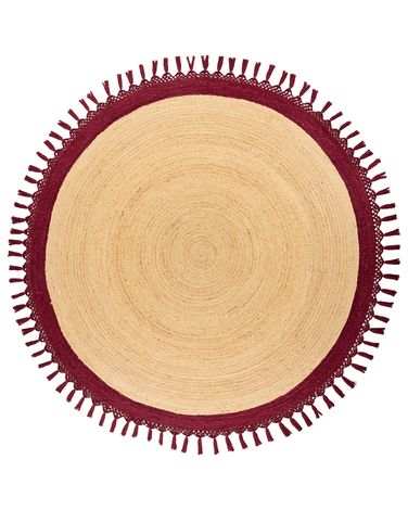 Rug MARTS Dark Red ø 200 cm Jute