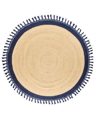 Rug MARTS Dark Blue ø 200 cm Jute