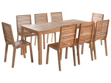 Salle à manger de jardin 8 places OMBRIANO Bois d'acacia certifié Marron clair