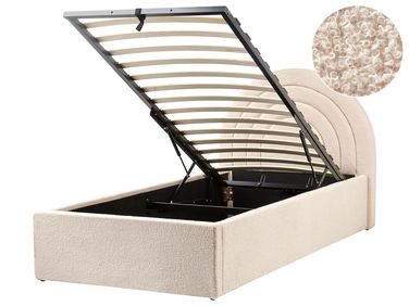 Lit ottoman enfant Bouclé ANET 90 x 200 cm Beige