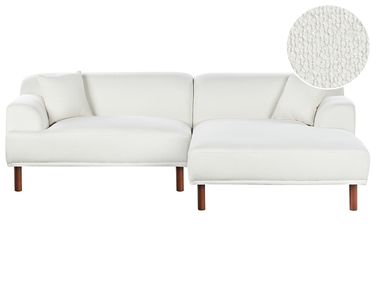 Corner Sofa 3 Seater HOLT Boucle White Left Hand