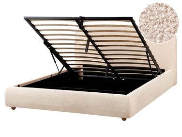 Lit ottoman Bouclé BLAGNAC 160 x 200 cm Beige clair