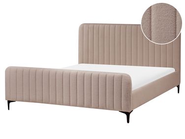 Lit avec sommier Bouclé LUNAN 160 x 200 cm Taupe