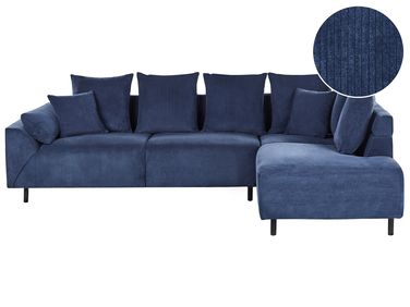 Hoekbank 4-zits LUNNER Corduroy Donkerblauw linkszijdig