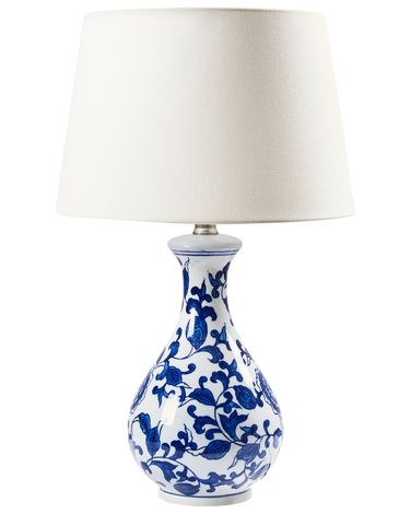 Lampe à poser CARMEN Porcelaine Blanc/bleu