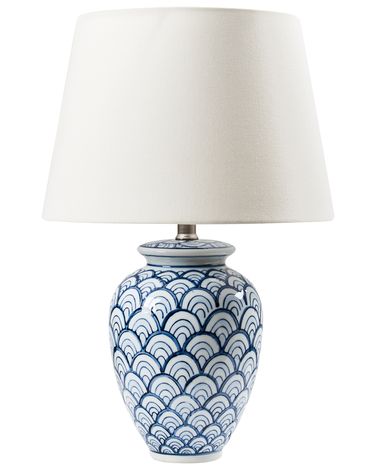 Lampe à poser JAUCA Porcelaine Blanc/bleu
