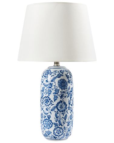Lampe à poser AIBONITO Porcelaine Blanc/bleu