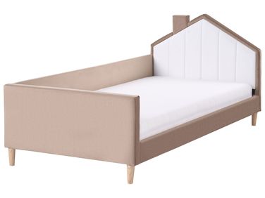 Lit d'enfant Maison Velours KERVAN 90 x 200 cm Marron clair