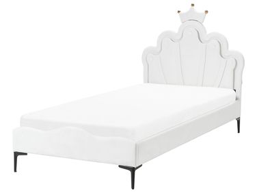 Lit d'enfant Couronne Velours RUBIAN 90 x 200 cm Avec des lumières LEDs Blanc