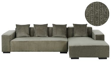 Corner Sofa 4 Seater LUNGO Corduroy Green Left Hand
