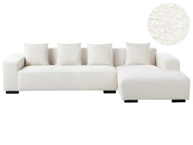 Corner Sofa 4 Seater LUNGO Boucle White Left Hand