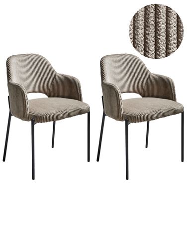 Lot de 2 chaises de salle à manger RATON Velours côtelé Taupe