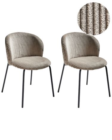 Lot de 2 chaises de salle à manger MILES Velours côtelé Taupe