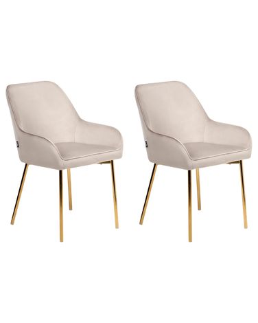 Lot de 2 chaises de salle à manger LOVERNA Velours Beige