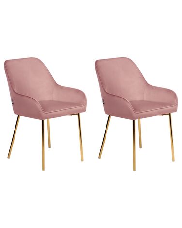 Lot de 2 chaises de salle à manger LOVERNA Velours Rose