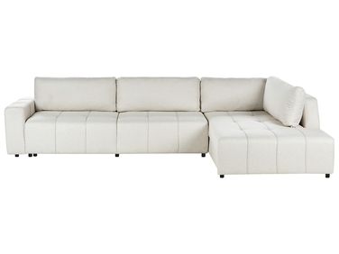 Corner Sofa Bed 4 Seater INNVIK Fabric Light Beige with Storage Left Hand