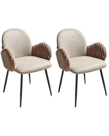 Lot de 2 chaises de salle à manger AMITY Tissu Taupe