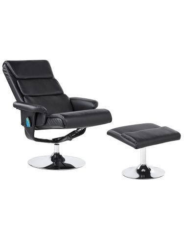 Massage Chair LEGEND with Footstool Faux Leather Black