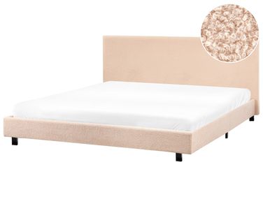 Lit avec sommier Bouclé ALBI 180 x 200 cm Beige