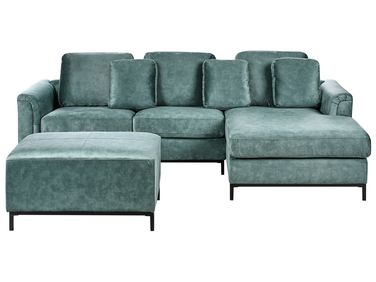 Corner Sofa 5 Seater OSLO Velvet Teal with Ottoman Left Hand