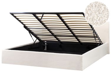 Lit ottoman Bouclé ORBEY 180 x 200 cm Blanc cassé