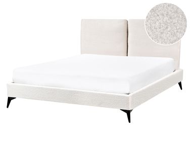 Lit avec sommier Bouclé MELLE 140 x 200 cm Blanc cassé
